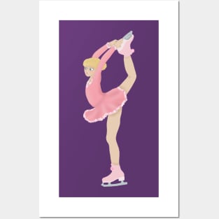 Pink figure skater biellmann spin Posters and Art